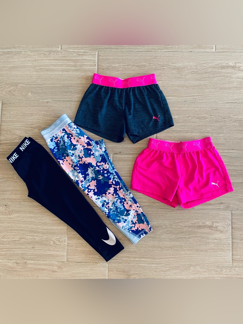 Girls Workout Clothes Bundle Puma, Under Armour and Nike, Size XS 5/6